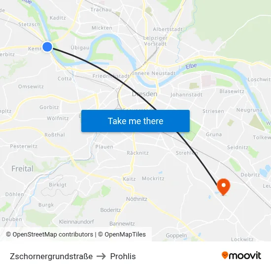 Zschornergrundstraße to Prohlis map