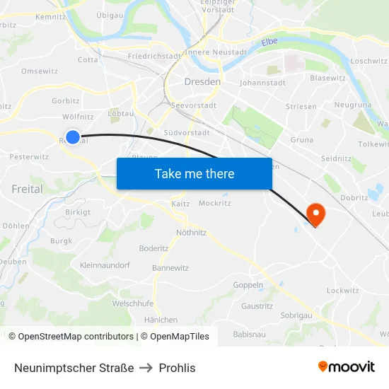 Neunimptscher Straße to Prohlis map