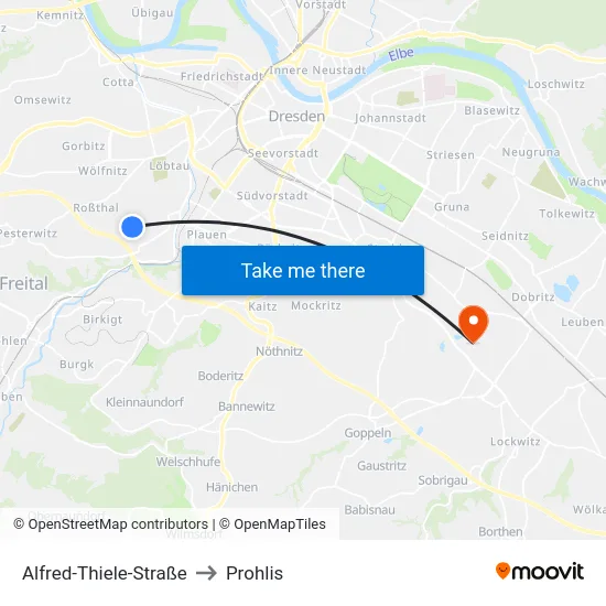 Alfred-Thiele-Straße to Prohlis map