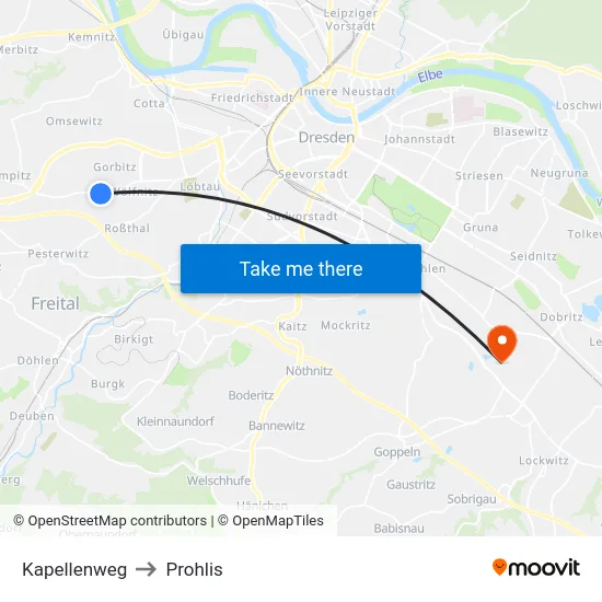 Kapellenweg to Prohlis map