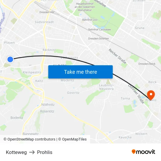 Kotteweg to Prohlis map