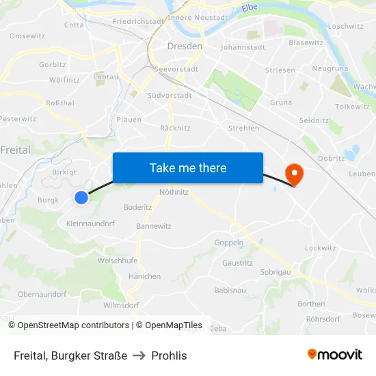 Freital, Burgker Straße to Prohlis map