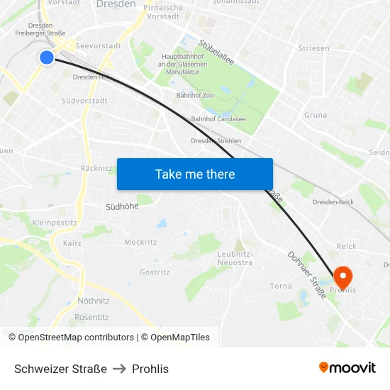 Schweizer Straße to Prohlis map