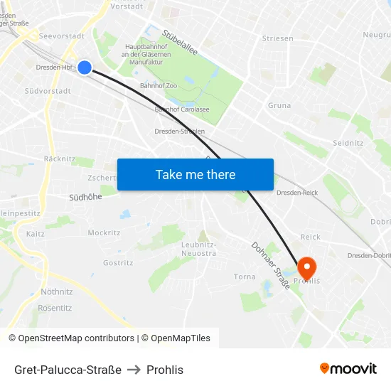 Gret-Palucca-Straße to Prohlis map
