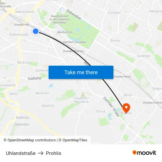 Uhlandstraße to Prohlis map
