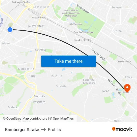 Bamberger Straße to Prohlis map