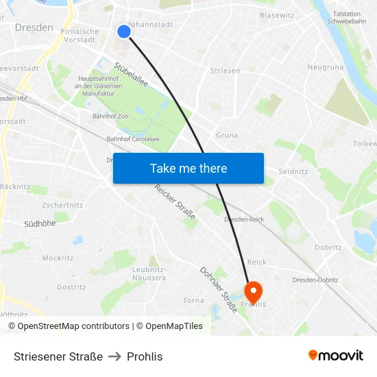 Striesener Straße to Prohlis map