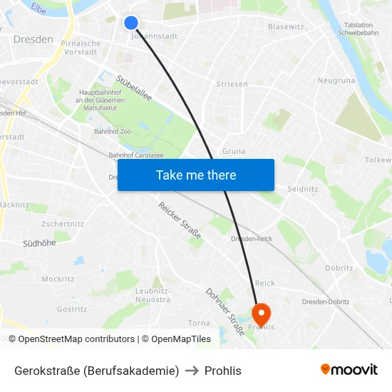Gerokstraße (Berufsakademie) to Prohlis map