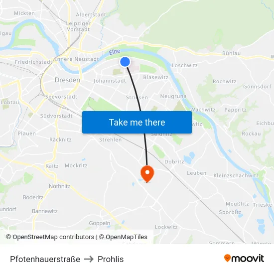 Pfotenhauerstraße to Prohlis map
