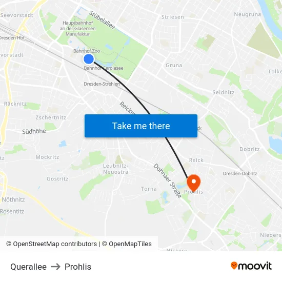 Querallee to Prohlis map