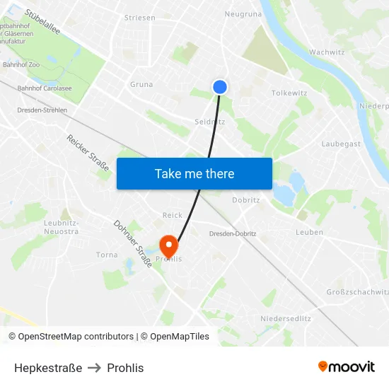 Hepkestraße to Prohlis map