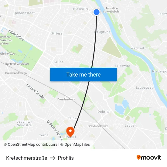 Kretschmerstraße to Prohlis map