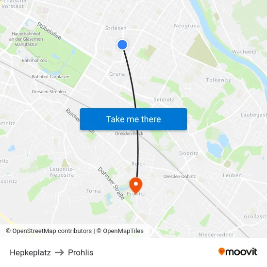 Hepkeplatz to Prohlis map