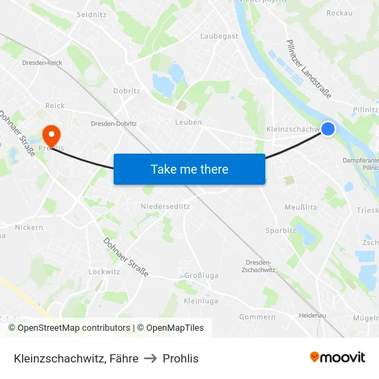 Kleinzschachwitz, Fähre to Prohlis map