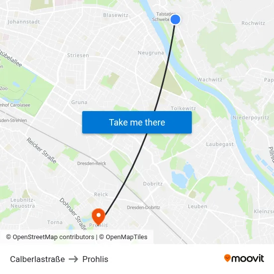 Calberlastraße to Prohlis map