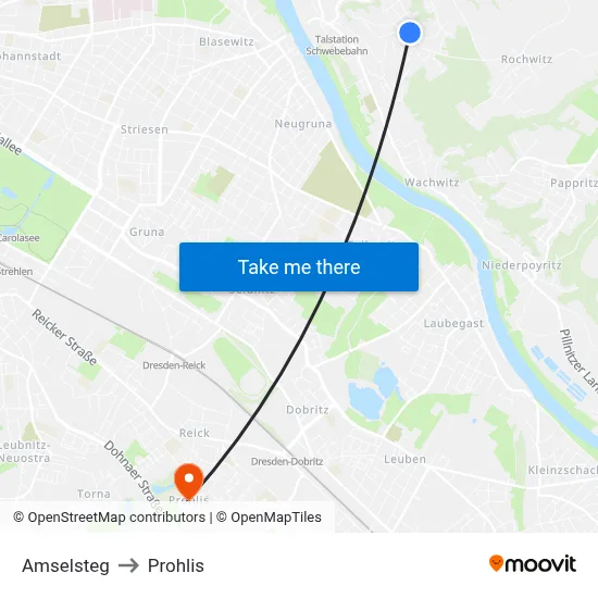 Amselsteg to Prohlis map