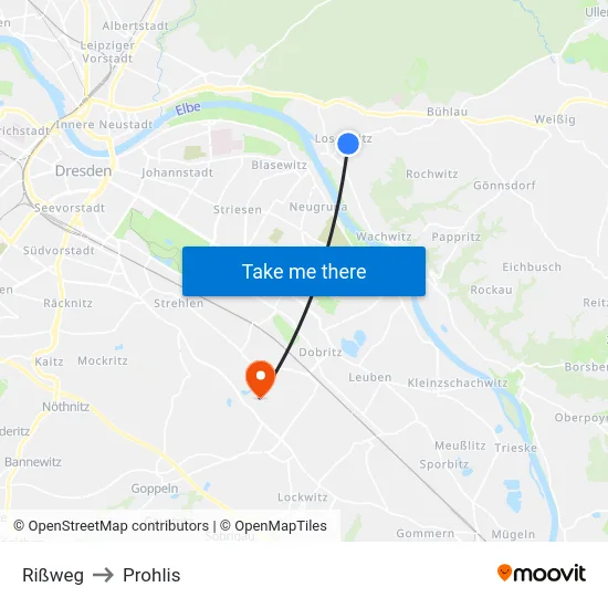 Rißweg to Prohlis map