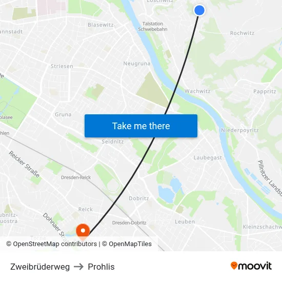 Zweibrüderweg to Prohlis map