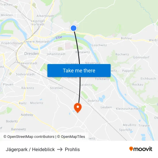 Jägerpark / Heideblick to Prohlis map