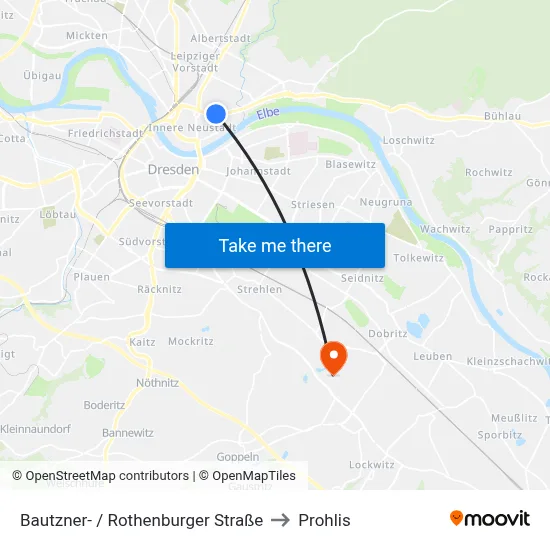 Bautzner- / Rothenburger Straße to Prohlis map