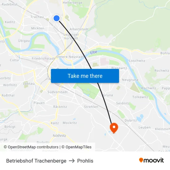 Betriebshof Trachenberge to Prohlis map