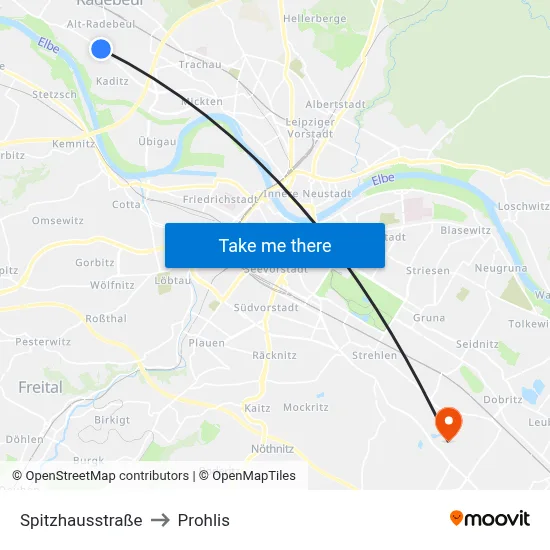 Spitzhausstraße to Prohlis map