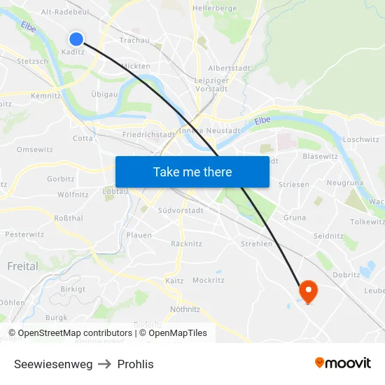 Seewiesenweg to Prohlis map