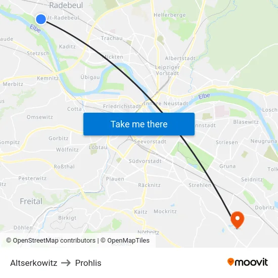 Altserkowitz to Prohlis map