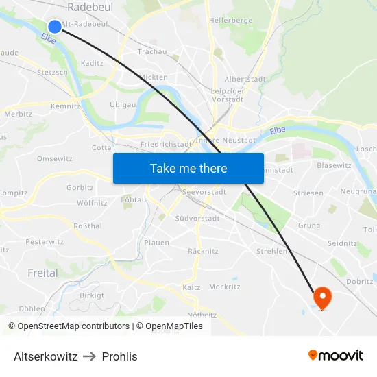 Altserkowitz to Prohlis map