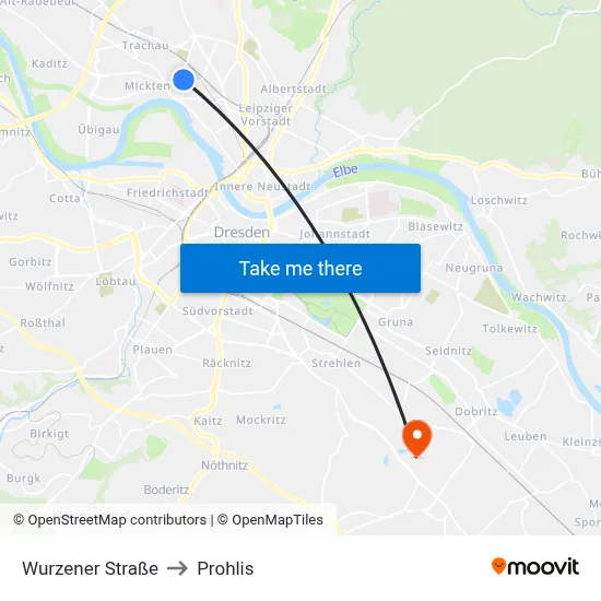 Wurzener Straße to Prohlis map