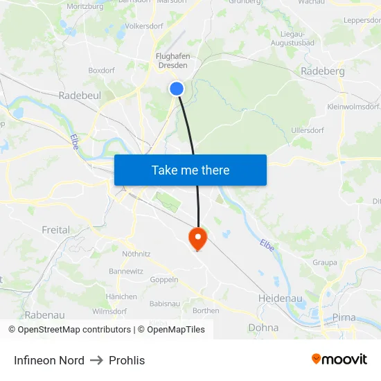 Infineon Nord to Prohlis map