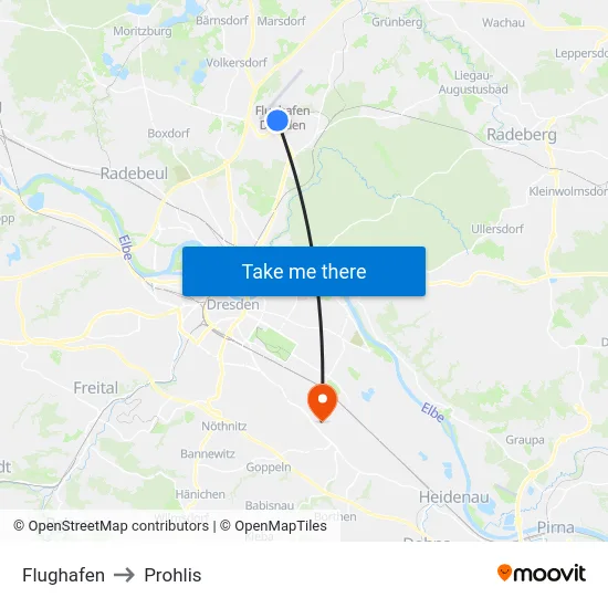 Flughafen to Prohlis map