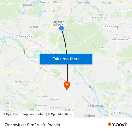 Zinnowitzer Straße to Prohlis map