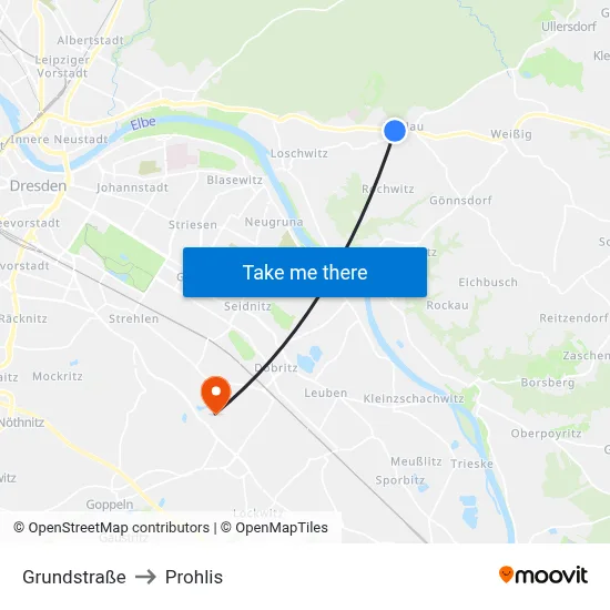 Grundstraße to Prohlis map