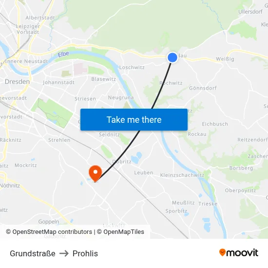 Grundstraße to Prohlis map