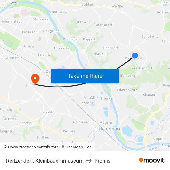 Reitzendorf, Kleinbauernmuseum to Prohlis map