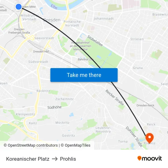 Koreanischer Platz to Prohlis map