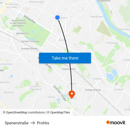 Spenerstraße to Prohlis map