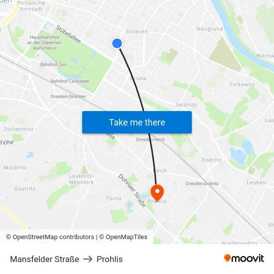 Mansfelder Straße to Prohlis map