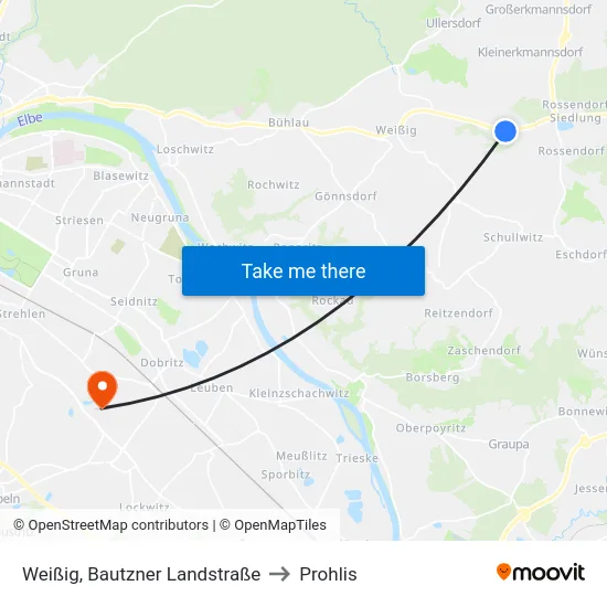 Weißig, Bautzner Landstraße to Prohlis map