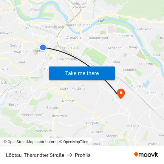 Löbtau, Tharandter Straße to Prohlis map