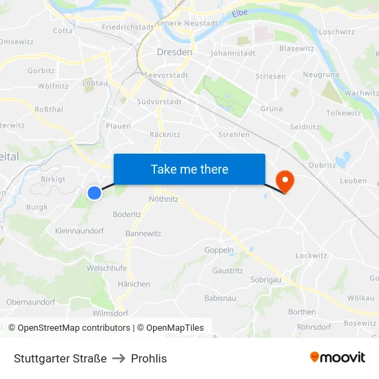 Stuttgarter Straße to Prohlis map