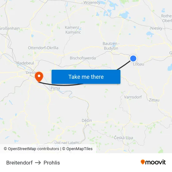 Breitendorf to Prohlis map