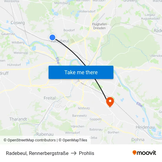 Radebeul, Rennerbergstraße to Prohlis map