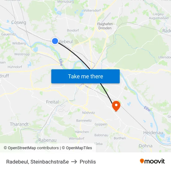 Radebeul, Steinbachstraße to Prohlis map