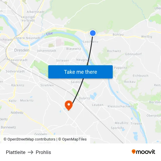 Plattleite to Prohlis map