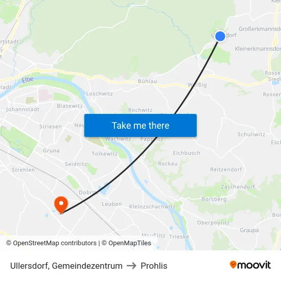 Ullersdorf, Gemeindezentrum to Prohlis map
