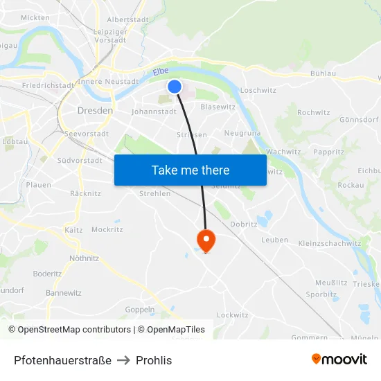 Pfotenhauerstraße to Prohlis map