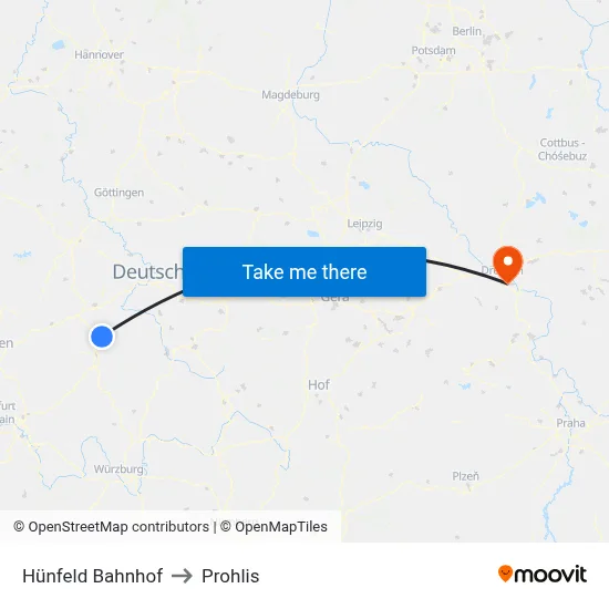 Hünfeld Bahnhof to Prohlis map