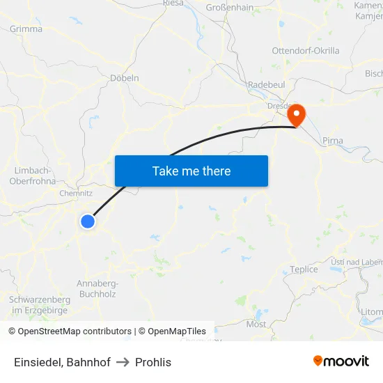 Einsiedel, Bahnhof to Prohlis map